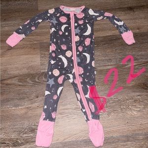 Little Sleepies Zippy. 6-12 months. Pink moon and stars